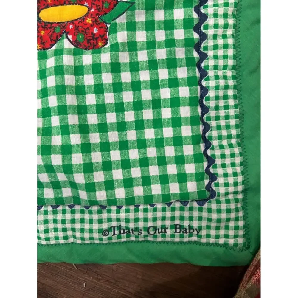 Vintage That's Our Baby Train and Farm Scene Quilt Grannycore 45x35”
